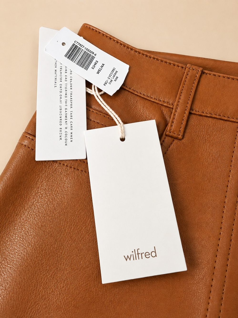 NWT Aritzia Wilfred High Rise Straight Leg Vegan Learher Pants in Chestnut - Picture 5 of 8